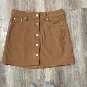 Tan Corduroy Button-Front Skirt